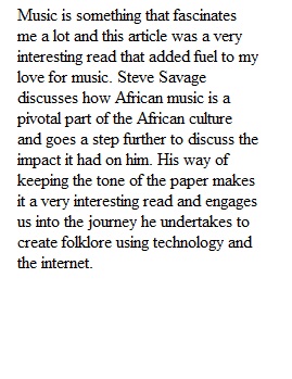 Introductory Essay_The African Experience